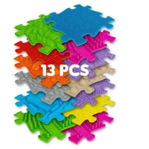 Die Muffik Sensory Play Mats sind Puzzleteile zur Herstellung einer orthopädischen oder sensorisch taktilen Spielmatte.