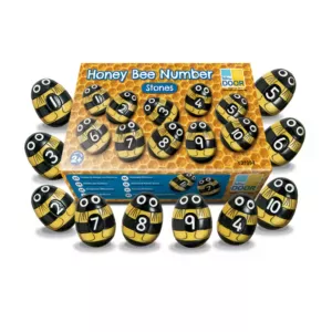Yellow Door Honeybee Zahlenstein-Set – 20 Steine und Harzbienen mit den Zahlen 1–10, ideal zum Zählen, Addition, Subtraktion und den ersten Matheaufgaben bei Kindern