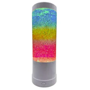Die Rainbow Glitter Lamp wurde entwickelt, um einen beruhigenden visuellen Effekt zu erzeugen und dient sowohl als beruhigendes Nachtlicht für Kinder als auch als stimmungsvolle Beleuchtung