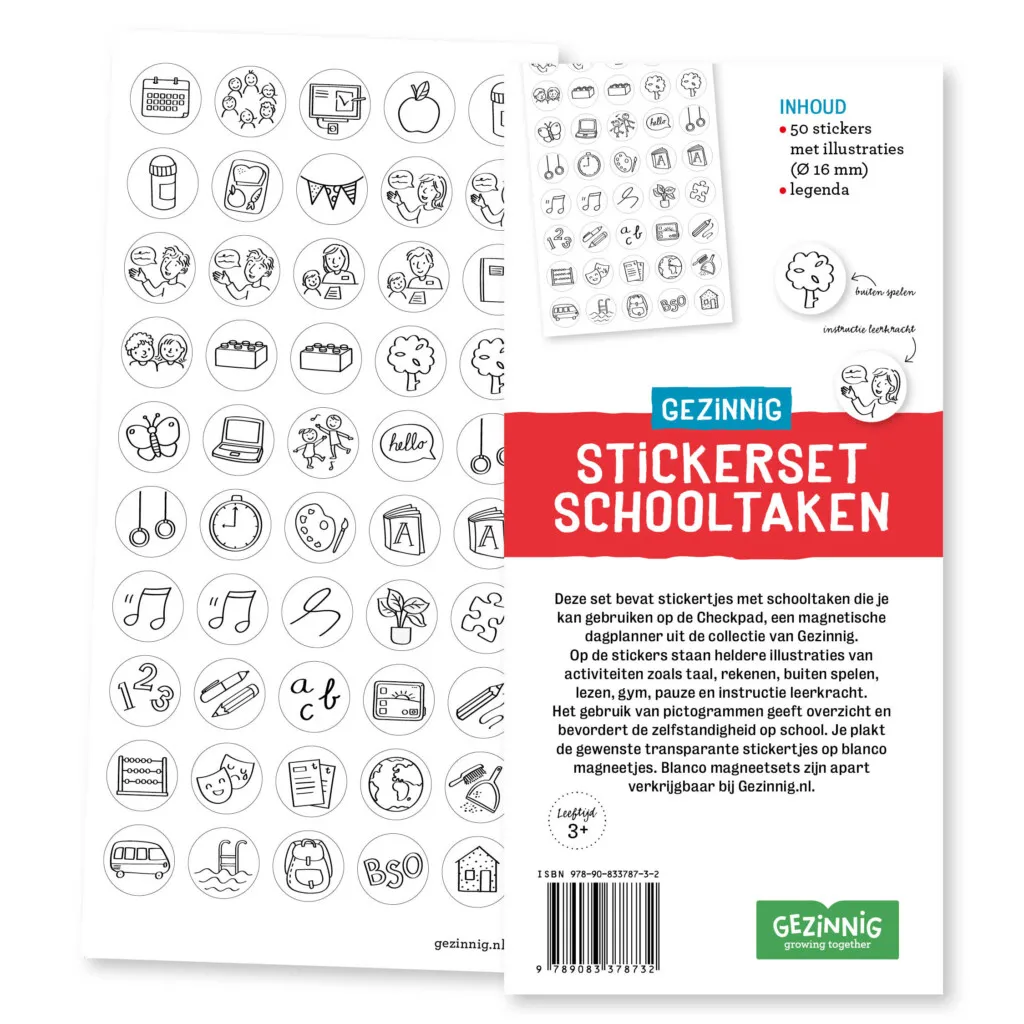 Das Stickerset Schulaufgaben ist ein Stickerset für das Checkpad, das auf Schulaktivitäten ausgerichtet ist.