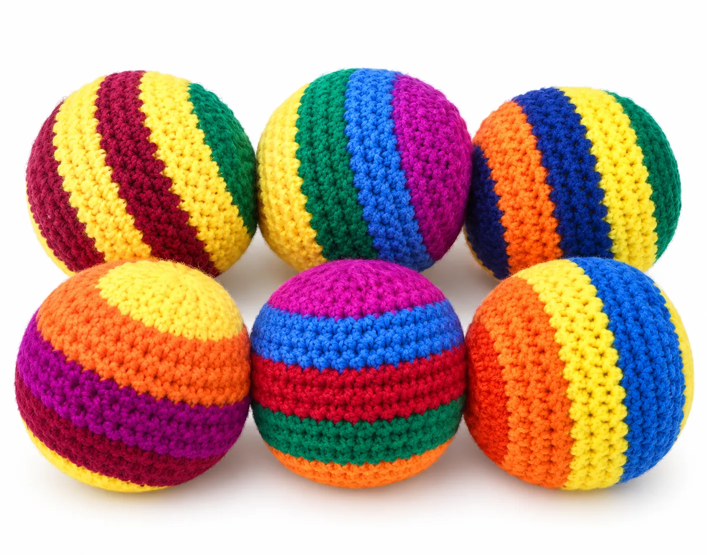 gehaakte stressballen in een set van 6, ideaal om onrustige handen bezig te houden, gebruik bij adhd of autisme.