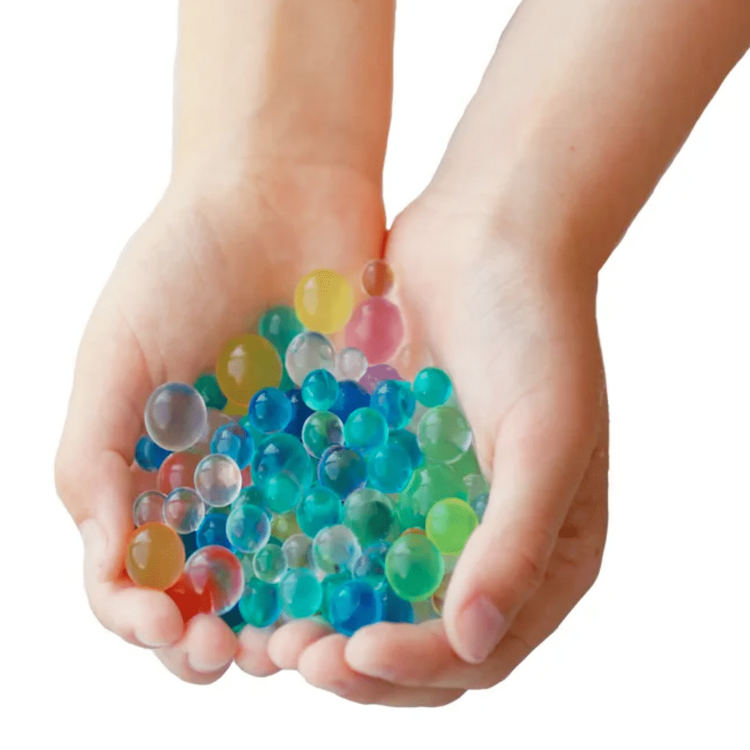 Wasserperlen für taktile Stimulation, Entspannung und kreative Spielaktivitäten für Kinder zu Hause oder im Klassenzimmer.