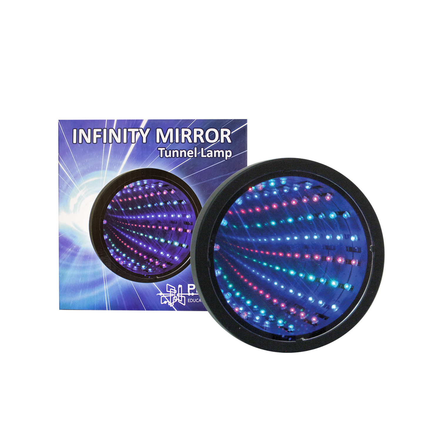 De oneindige spiegel tunnel lamp (infinity mirror tunnel lamp) is fascinerend voor jong en oud met autisme, adhd of (visuele) beperking.