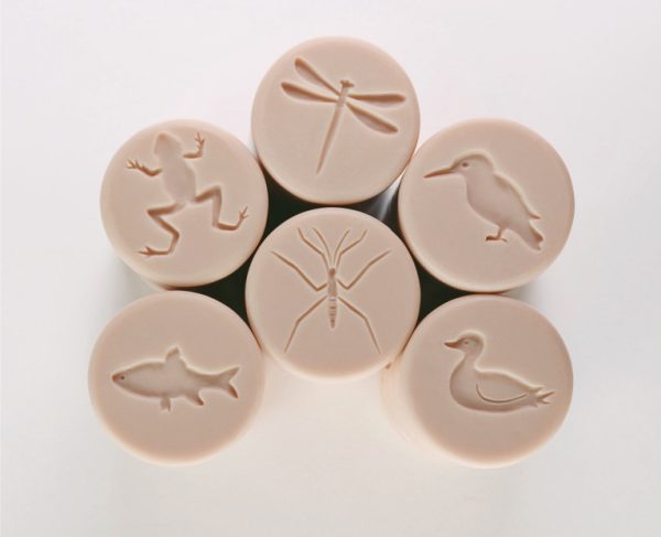 Gelbes Tür-Stempelset Pond Life – lehrreiche Rollenstempel, um Abdrücke von Wassertieren zu machen
