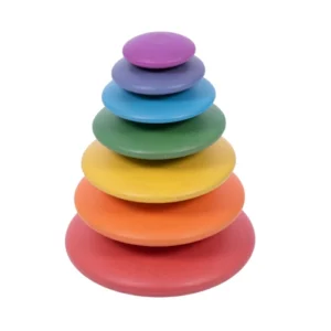 Holz-Regenbogensteine – Pädagogisches Spielzeug für Gleichgewicht und Farberkennung. Fördern Sie Feinmotorik, Hand-Auge-Koordination und kreatives Spielen mit diesen farbenfrohen Holzstapelsteinen. Ideal für kleine Kinder, um das Gleichgewicht, Sortieren und Erkennen von Farben zu lernen. Haltbar und perfekt für offenes Spiel.