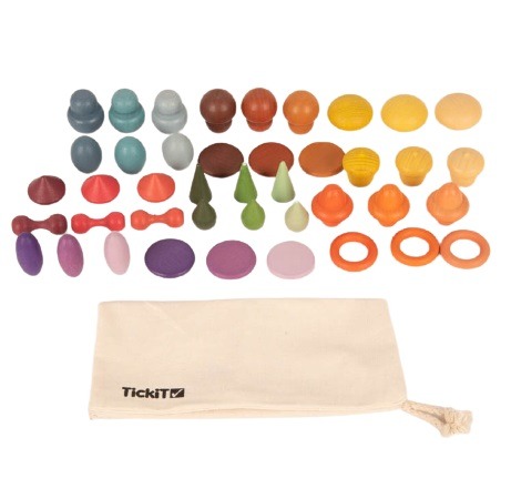 Das Holzspielmaterial-Set ist Lehrmaterial zum Lernen, Sortieren und Zählen der Farben. Aber auch nützlich für loses Rollenspiel.