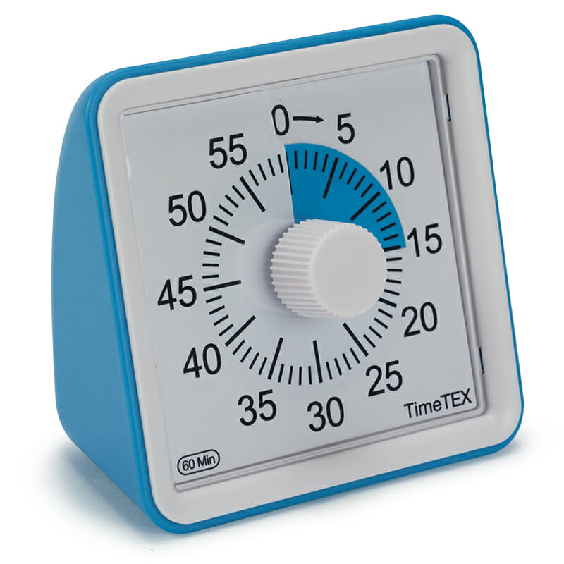 Der Timer compact ist leise. Die zurückgehende Uhr zeigt genau an, wie viel Zeit für die Erledigung der Aufgabe oder Aufgabe zur Verfügung steht.