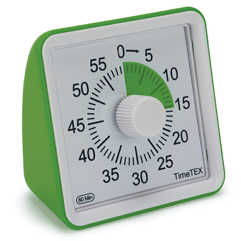 Der Timer compact ist leise. Die zurückgehende Uhr zeigt genau an, wie viel Zeit für die Erledigung der Aufgabe oder Aufgabe zur Verfügung steht.