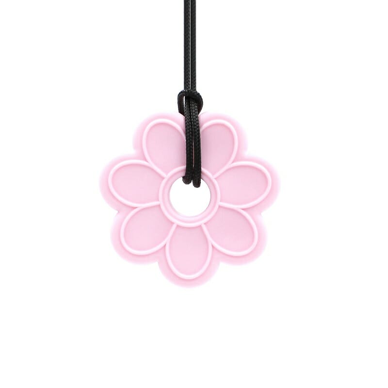 kauende Halskette Arche therapeutisch Blume in der Farbe hellrosa wird so manches Mädchen als Beißkette ansprechen. Und sicherlich Spaß für Kinder ohne Kaubedarf