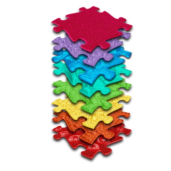 Muffik Puzzlematten Regenbogen bilden einen herausfordernden Barfußpfad für Kinder