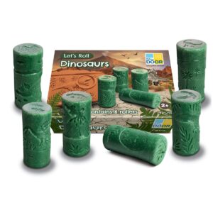 Gelbe Tür-Let's-Roll-Stempelrollen sind eine großartige Möglichkeit für Kinder, mit thematischen Dinosauriern kreativ zu werden