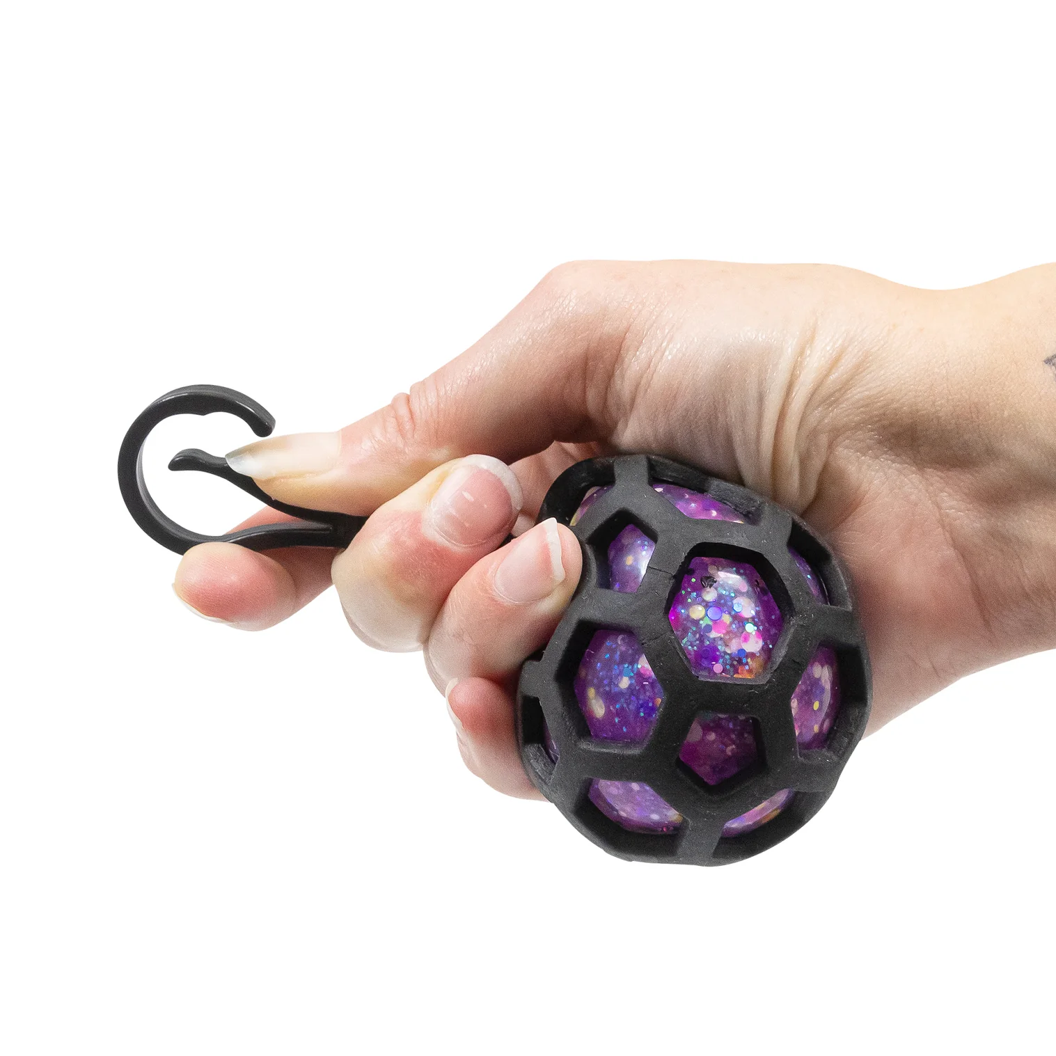Schlüsselanhänger mit einem matschigen Stressball. Hängen Sie es an Ihre Tasche oder Ihr Federmäppchen