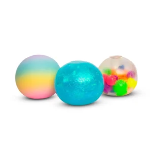 Set mit 3 matschigen Bällen mit Delphin- und Regenbogenmotiv – buntes Zappelspielzeug zum Stressabbau