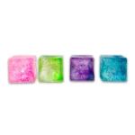 Scrunchems Glitter Cube, ein weicher, matschiger Würfel mit Glitzer- und Gelfüllung, perfekt zum Entspannen, Stressabbau und sensorischen Spielen.