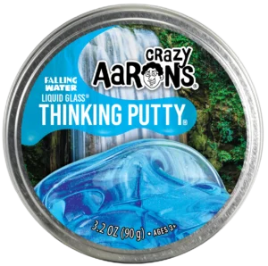 Entdecke Crazy Aarons Falling Water Thinking Putty®, eine kristallklare Knetmasse, die wie fließendes Wasser schimmert.