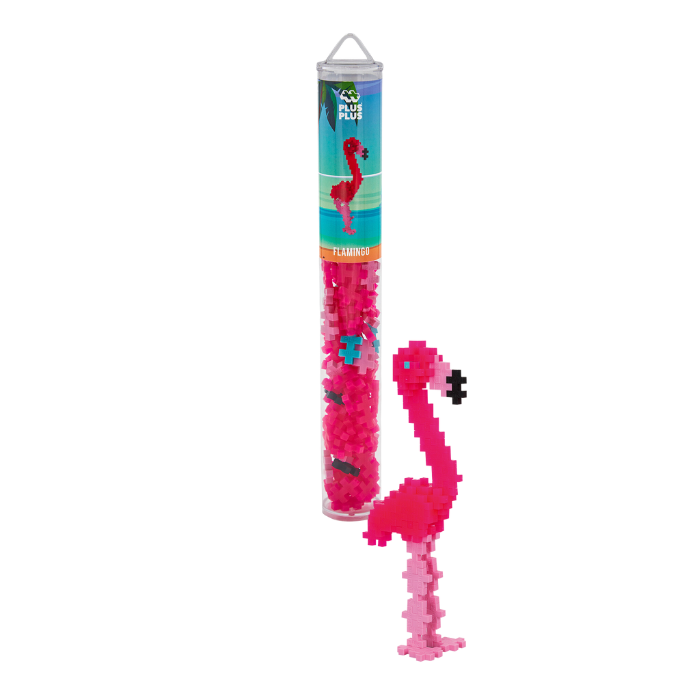 Laat je creativiteit de vrije loop en beleef een tropisch avontuur met de Plus-Plus Flamingo Tube!