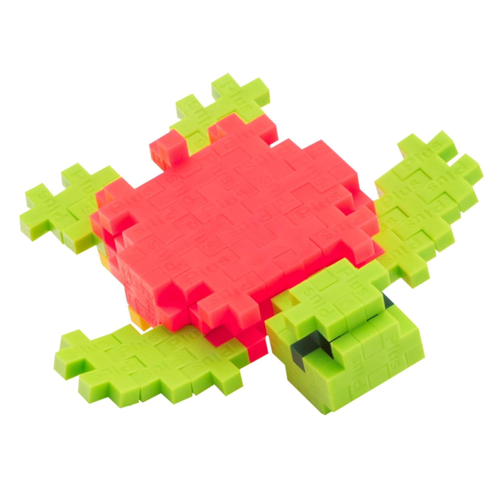 Handige Plus-Plus Tube Set met 100 bouwstenen voor 2D- en 3D-creaties. Ideaal voor thuis en onderweg, inclusief handleiding voor een zeeschildpad.