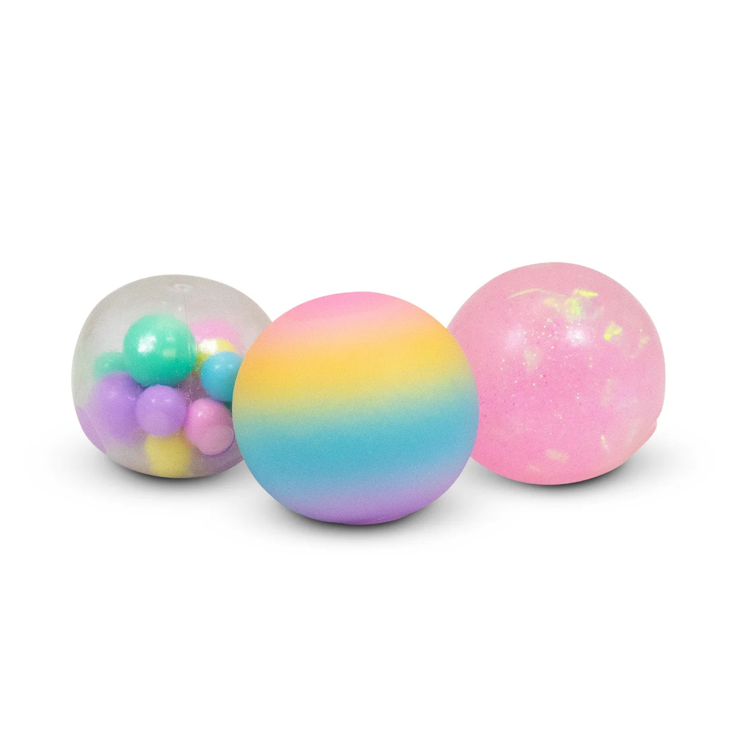 Set aus 3 einhorn-weichen Kugeln, die bei Anspannung und Unruhe helfen. Weiches Fidget-Spielzeug für Kinder mit ADHS, Autismus oder Reizempfindlichkeit.